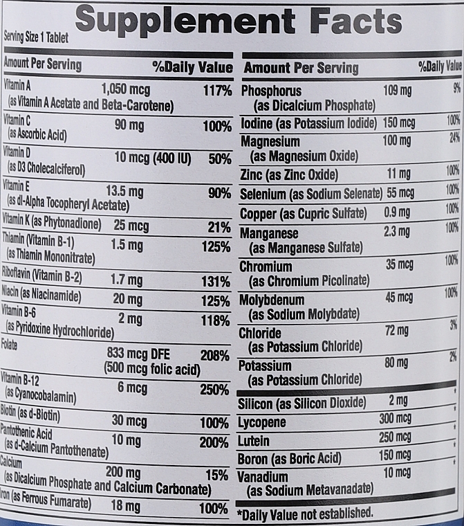 Kompleks multiwitaminowy - Puritan's Pride ABC Plus Multivitamin — Zdjęcie N3