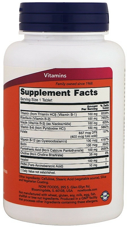 Suplement diety z witaminą B-100 - Now Foods Vitamin B-100 Sustained Release Tablets — Zdjęcie N2