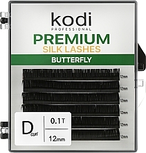 Sztuczne rzęsy Butterfly Green D 0.10 (6 rzędów: 12 mm) - Kodi Professional — Zdjęcie N1