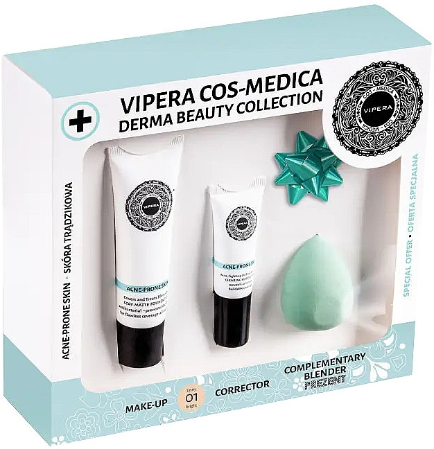 Zestaw do włosów - Vipera Cos-Medica Derma Beauty Collection Set 01 Light (foundation/25ml + concealer/8ml + sponge) — Zdjęcie N1