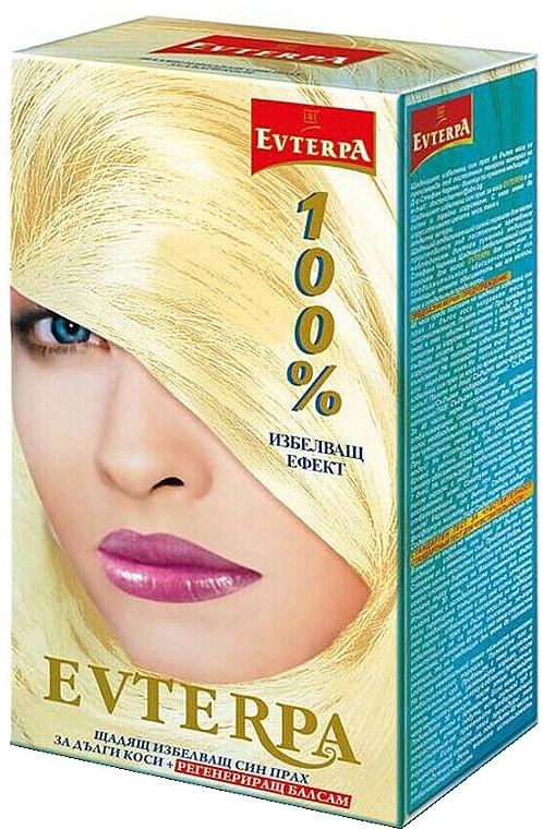 Zestaw rozjaśniający do długich włosów - Evterpa Long Hair Soft Blue Bleaching Powder (powder/24g + oxidant/80ml) — Zdjęcie N1