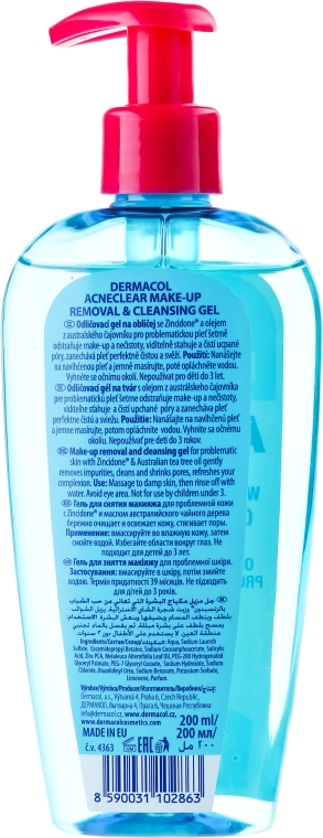 Oczyszczający żel przeciwtrądzikowy do cery problematycznej - Dermacol Acne Clear Make-Up Removal & Cleansing Gel — Zdjęcie N2