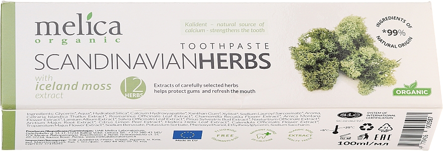 Pasta do zębów Zioła lecznicze Skandynawii - Melica Organic Toothpaste Scandinavian Herbs With Iceland Moss Extract — Zdjęcie N1