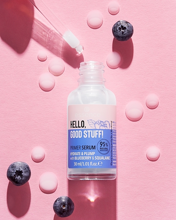 Baza-serum do twarzy - Essence Hello, Good Stuff! Primer Serum Hydrate & Plump Blueberry & Squalane — Zdjęcie N4