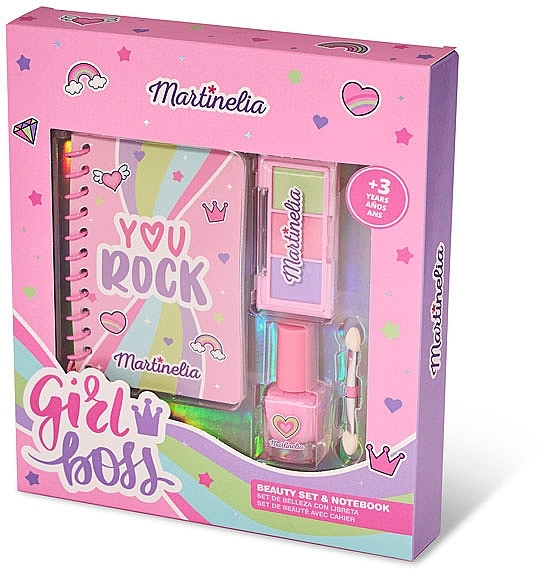 Zestaw kosmetyków z notatnikiem - Martinelia Girl Boss Notebook & Beauty Set (nail/polish/1 pcs + eye/shadow/1 pcs + note/book/1 pcs) — Zdjęcie N2