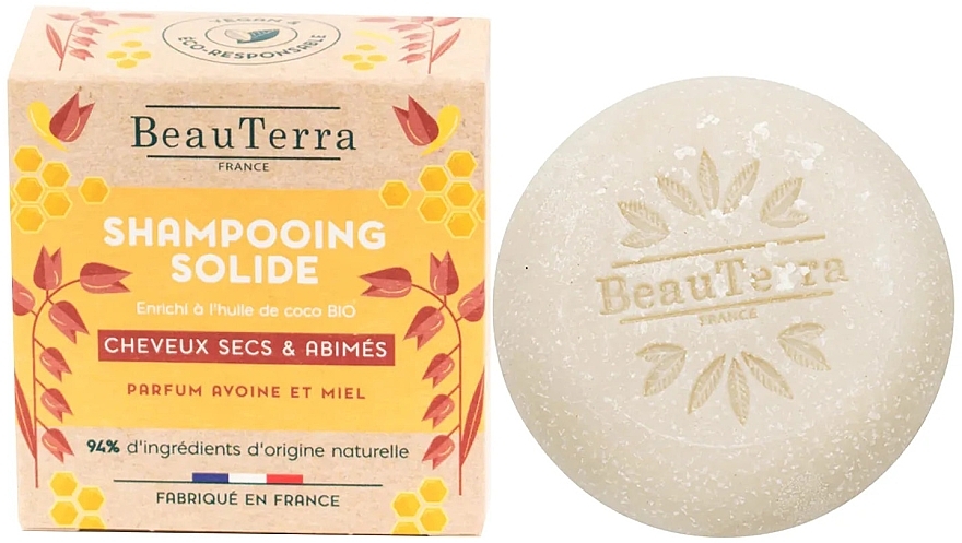 Szampon do włosów w kostce z owsem i miodem - BeauTerra Solid Shampoo For Dry Hair — Zdjęcie N2