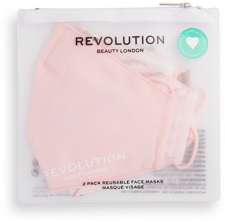 PRZECENA! Maska ochronna wielokrotnego użytku, 2 szt. - Makeup Revolution 2Pack Re-Useable Fashion Fabric Face Mask Pink * — Zdjęcie N1