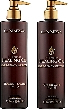 Zestaw - L'anza Keratin Healing Oil Emergency Service Backbar Kit (term/ther/296ml + hair/cr/296ml) — Zdjęcie N2