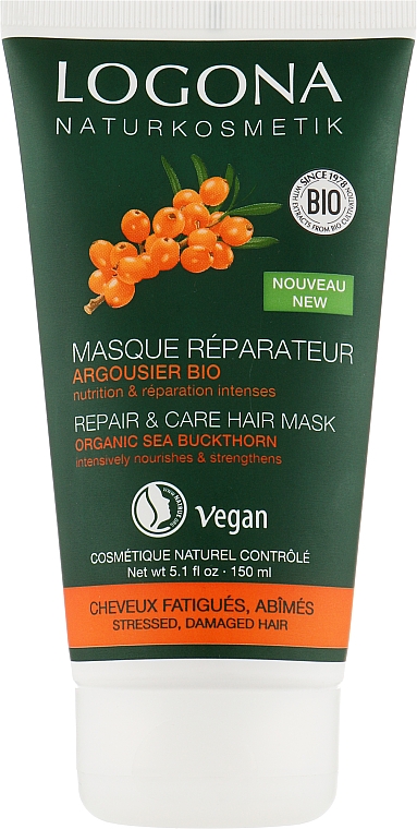 Bio maska do rekonstrukcji włosów - Logona Pepair & Care Hair Mask