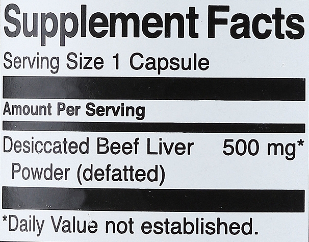Suplement diety Suszona wątroba wołowa, 500 mg - Swanson Desiccated Beef Liver — Zdjęcie N3