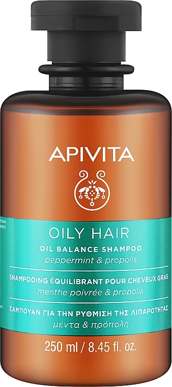 Szampon regulujący wydzielanie sebum Mięta pieprzowa i propolis - Apivita Propoline Balancing Shampoo For Very Oily Hair — Zdjęcie N1