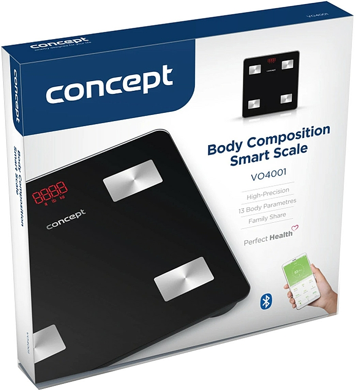 Waga łazienkowa VO4001, czarna - Concept Body Composition Smart Scale — Zdjęcie N4
