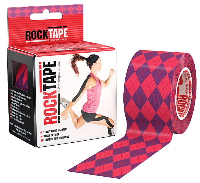 Taśma kinesio, Pink Argyle - RockTape Design — Zdjęcie N4