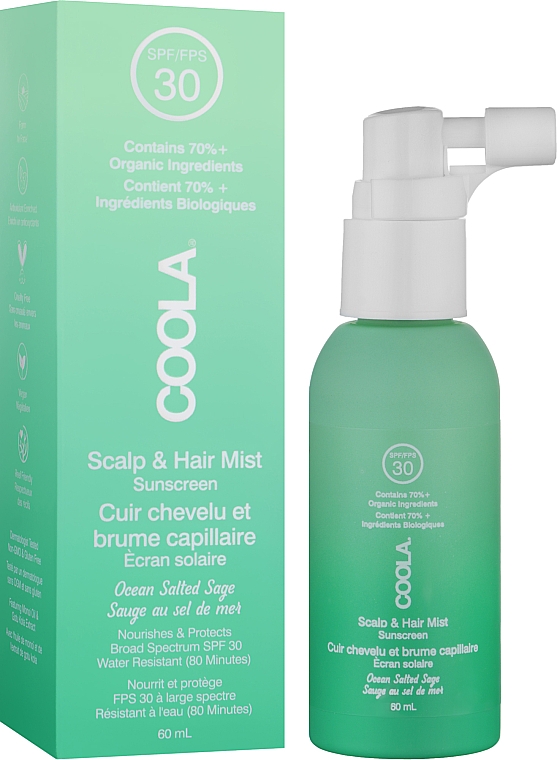 Spray przeciwsłoneczny do włosów i skóry głowy Sól morska i szałwia SPF 30 - Coola Scalp & Hair Mist Sunscreen Ocean Salted Sage SPF30 — Zdjęcie N2