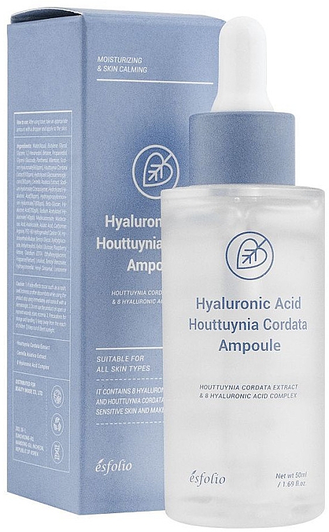Serum do twarzy z kwasem hialuronowym - Esfolio Hyaluronic Acid Houttuynia Cordata Ampoule — Zdjęcie N1