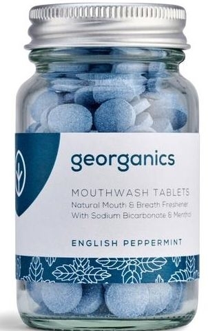 Naturalne tabletki do płukania jamy ustnej Angielska mięta - Georganics Natural Mouthwash Tablets English Peppermint — Zdjęcie N1