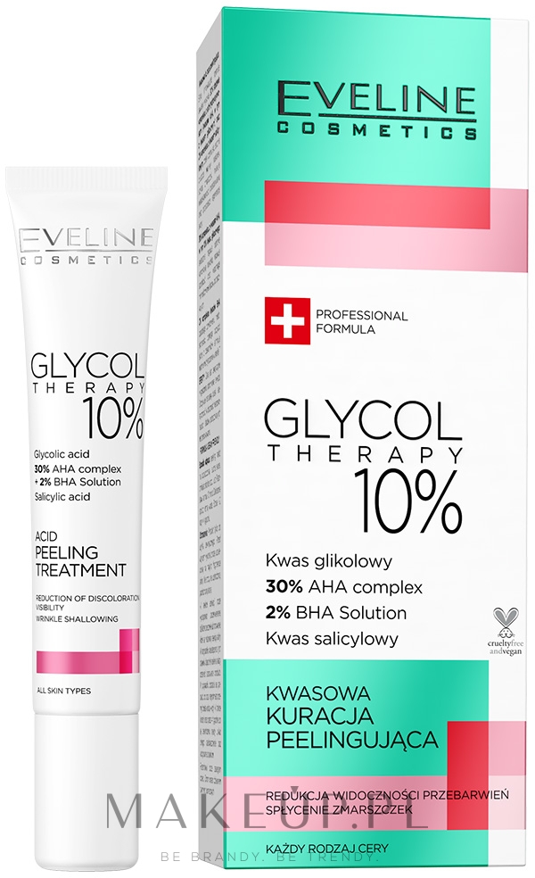Kwasowa kuracja peelingująca - Eveline Cosmetics Glycol Therapy 10% — Zdjęcie 20 ml