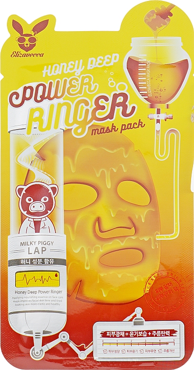 Maseczka liftingująca w płachcie Miód - Elizavecca Face Care Honey Deep Power Ringer Mask Pack — Zdjęcie N1