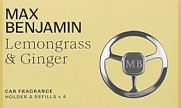 Zestaw - Max Benjamin Car Fragrance Lemongrass & Ginger Gift Set (dispenser + refill/4pcs) — Zdjęcie N1