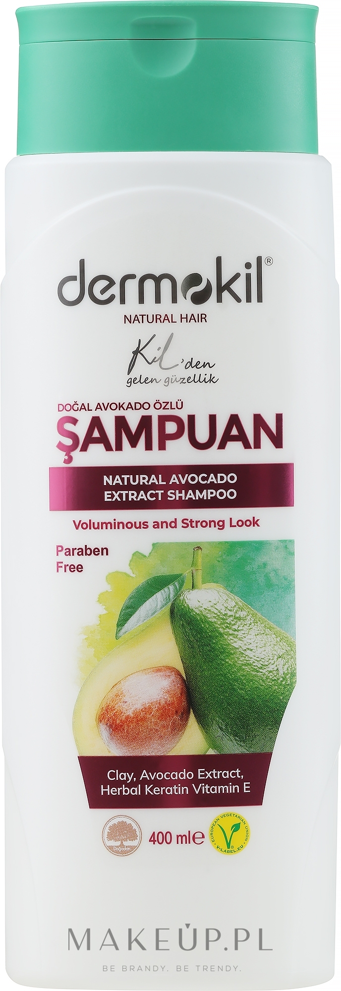 Naturalny szampon z ekstraktem z awokado - Dermokil Vegan Avokado Shampoo — Zdjęcie 400 ml