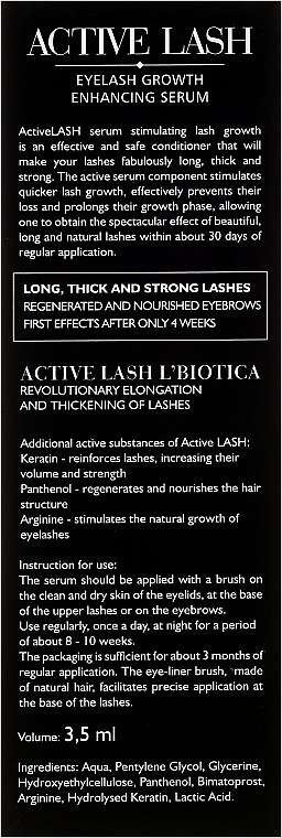 Serum przyspieszające wzrost rzęs - L'biotica Active Lash — Zdjęcie N3