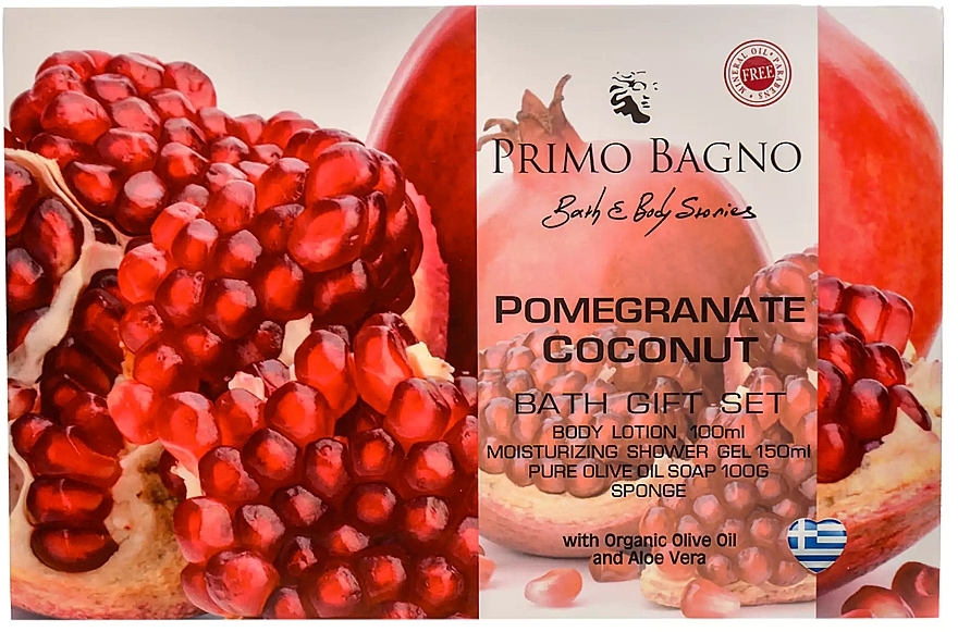 Zestaw - Primo Bagno Pomegranate Coconut Bath Gift Set (b/lot/100ml + sh/gel/150ml + soap/100g + sponge/1pcs) — Zdjęcie N2