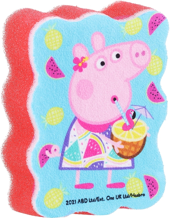Gąbka do kąpieli dla dzieci Świnka Peppa, Peppa z koktajlem, czerwona - Suavipiel Peppa Pig Bath Sponge — Zdjęcie N1