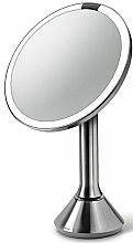 Lustro z podwójnym oświetleniem LED i 5-krotnym powiększeniem - Simplehuman Dual LED Light Sensor Makeup Mirror Stainless Steel — Zdjęcie N2