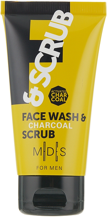 Myjący peeling do twarzy z aktywnym węglem bambusowym - Mades Cosmetics M|D|S For Men Face Wash & Charcoal Scrub