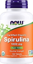 Naturalny suplement Spirulina 1000 mg w tabletkach - Now Foods Certified Organic Spirulina Tablets — Zdjęcie N1
