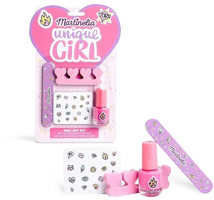 Zestaw do paznokci - Martinelia Unique Girl Nail Art Kit (n/polish/4 ml + toe/separ/1 pcs + n/file/1 pcs + n/stickers) — Zdjęcie N3