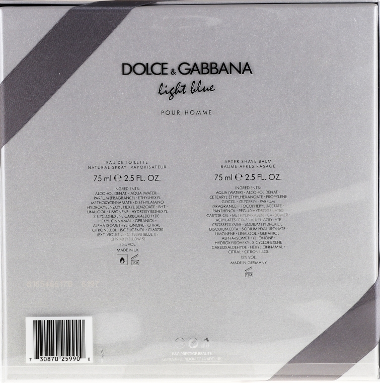 Dolce & Gabbana Light Blue Pour Homme - Zestaw (edt/75ml + ash/balm/75ml) — Zdjęcie N3