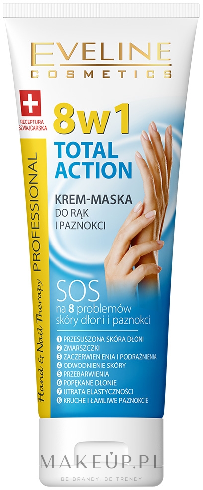 Krem-maska do rąk i paznokci 8w1 - Eveline Cosmetics Hand & Nail Therapy Professional — Zdjęcie 75 ml