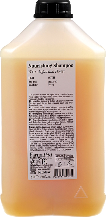 Szampon do włosów Olejek arganowy i miód - Farmavita Back Bar No2 Nourishing Shampoo Argan And Honey — Zdjęcie N6