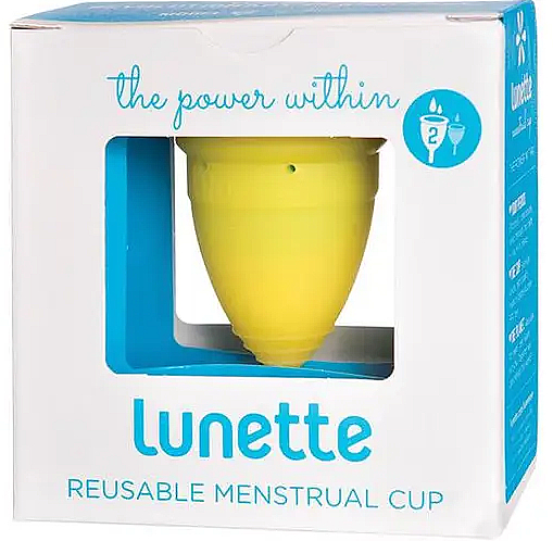 Kubeczek menstruacyjny, model 2, żółty - Lunette Reusable Menstrual Cup Yellow Model 2 — Zdjęcie N1