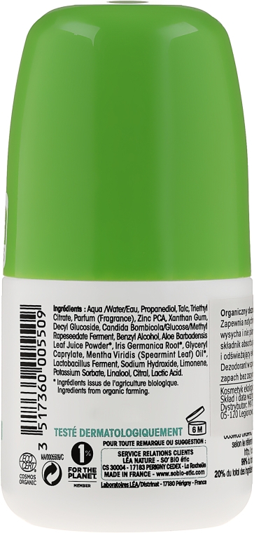 Bambusowy dezodorant w kulce - So'Bio Etic Deo Fresh Deodorant Mint All Skin Types — Zdjęcie N2