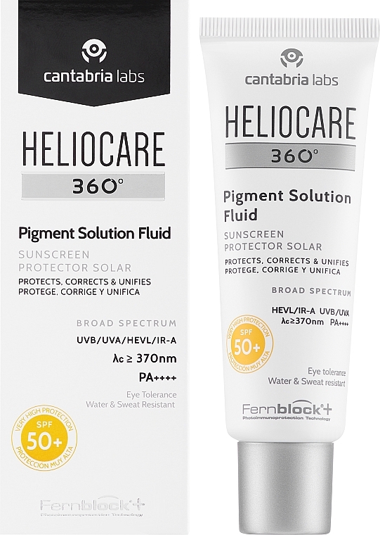 Fluid do twarzy z filtrem przeciwsłonecznym przeciw przebarwieniom - Cantabria Labs Heliocare 360 Pigment Solution Fluid Spf50+ — Zdjęcie N2
