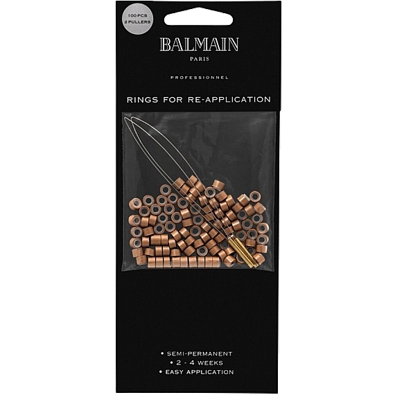 Mikropierścienie do przedłużania włosów, jasny brąz, 100 szt. - Balmain Paris Hair Couture Soft Rings Light Brown — Zdjęcie N1