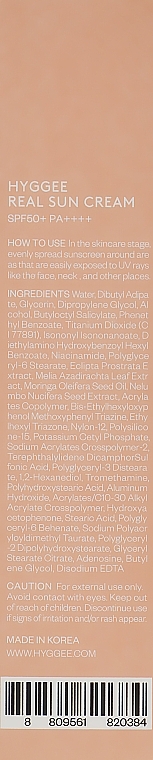 Krem przeciwsłoneczny - Hyggee Real Sun Cream SPF50+ PA ++++ — Zdjęcie N3