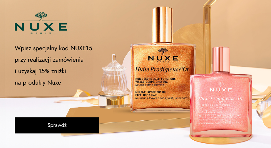 Wpisz specjalny kod NUXE15 przy realizacji zamówienia i uzyskaj 15% zniżki na produkty Nuxe.