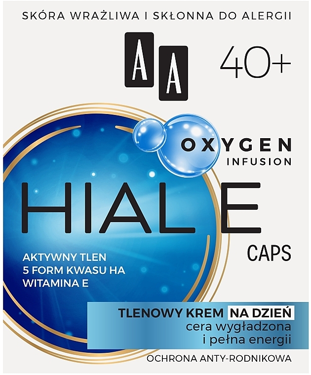 Tlenowy krem wygładzający do twarzy na dzień - AA Oxygen Infusion Hial E Caps 40+