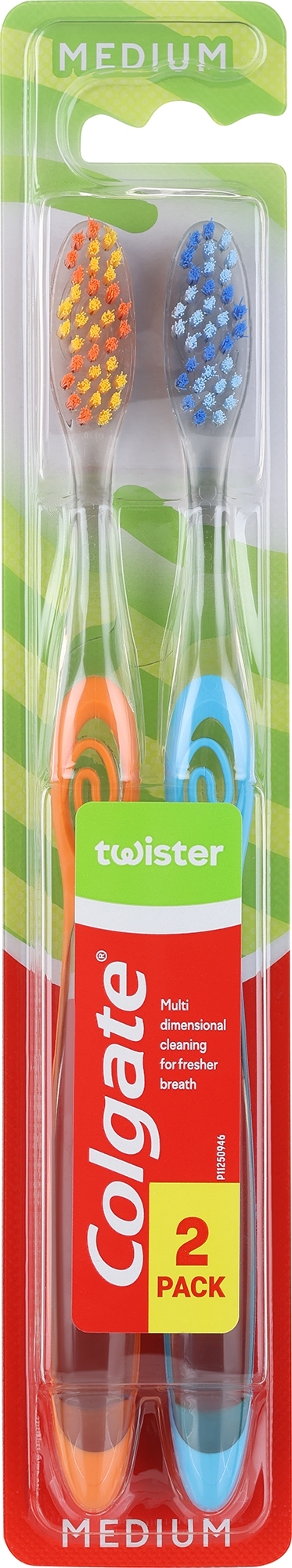 Szczoteczki do zębów Twister, średnia twardość, pomarańczowa + niebieska - Colgate Twister Medium — Zdjęcie 2 szt.