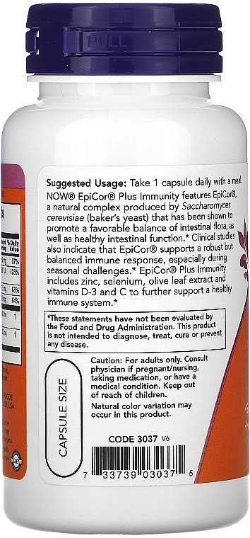 EpiCor na odporność, 60 kapsułek - Now Foods EpiCor Plus Immunity  — Zdjęcie N3