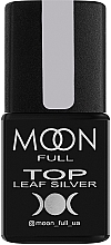 Top coat bez lepkiej warstwy do lakierów hybrydowych - Moon Full Top Leaf Silver — Zdjęcie N1