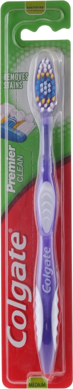 Szczoteczka do zębów o średniej twardości, biało-fioletowa - Colgate Premier Medium Toothbrush — Zdjęcie N1