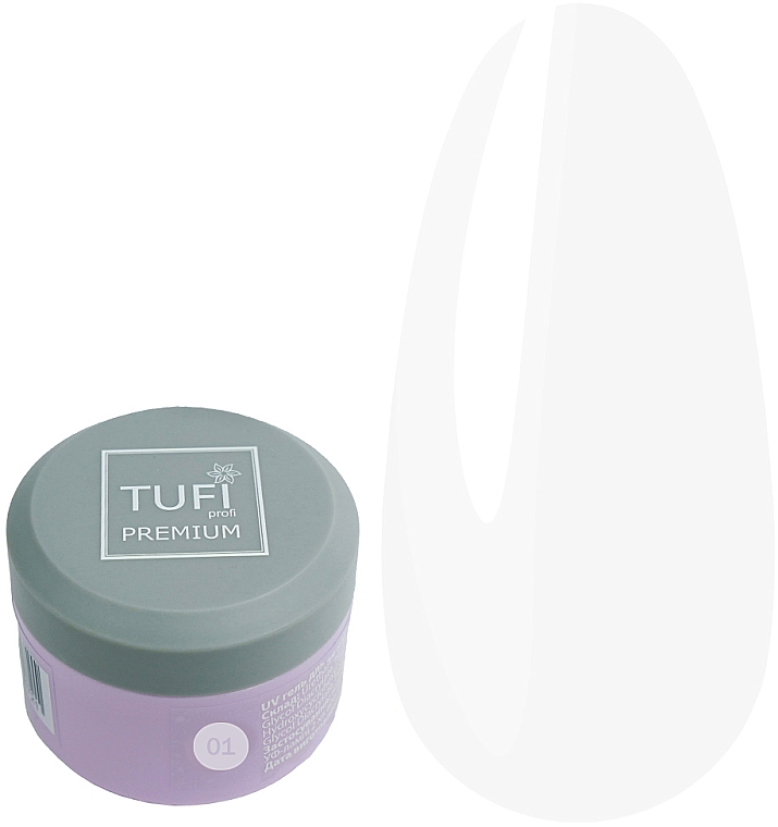 Żel do przedłużania paznokci - Tufi Profi Premium UV Gel 01 Clear — Zdjęcie N1