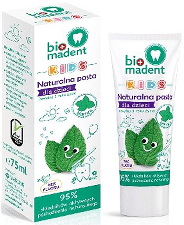 Naturalna pasta do zębów dla dzieci od 3 roku życia Mięta - Bio Madent Kids — Zdjęcie N1