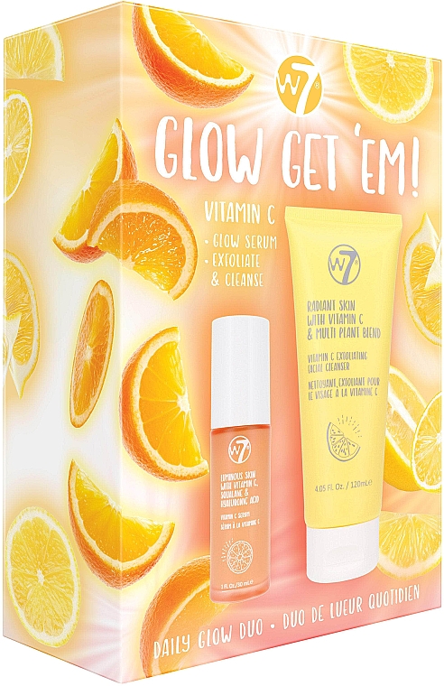 Zestaw - W7 Glow Get 'Em Vitamin C Gift Set (f/ser/30ml + f/peeling/120ml) — Zdjęcie N2
