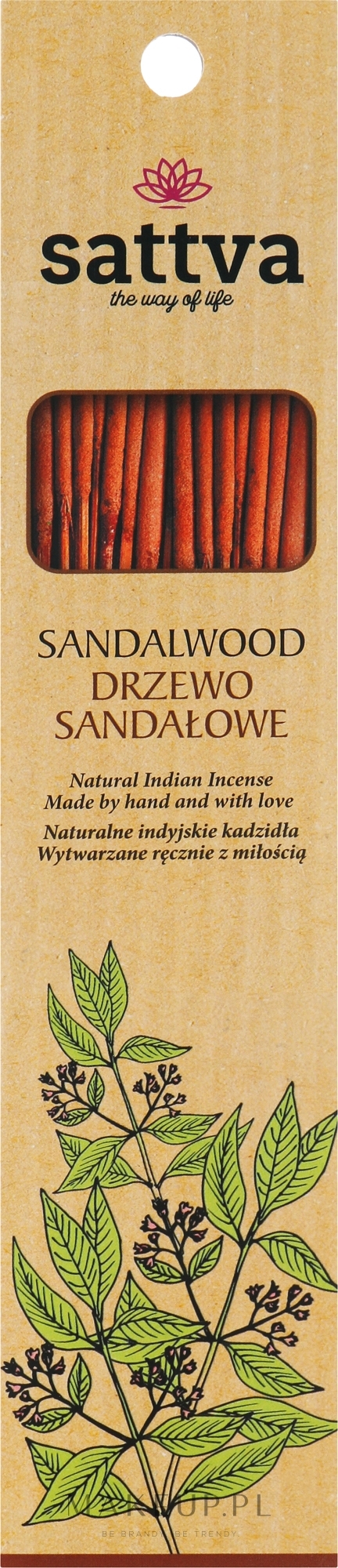 Naturalne indyjskie kadzidła Drzewo sandałowe - Sattva Sandalwood — Zdjęcie 15 szt.