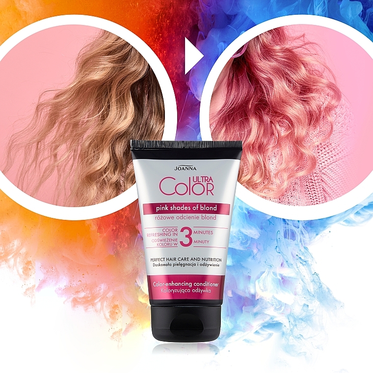Koloryzująca odżywka do włosów - Joanna Ultra Color System Pink Shades Of Blond — Zdjęcie N4